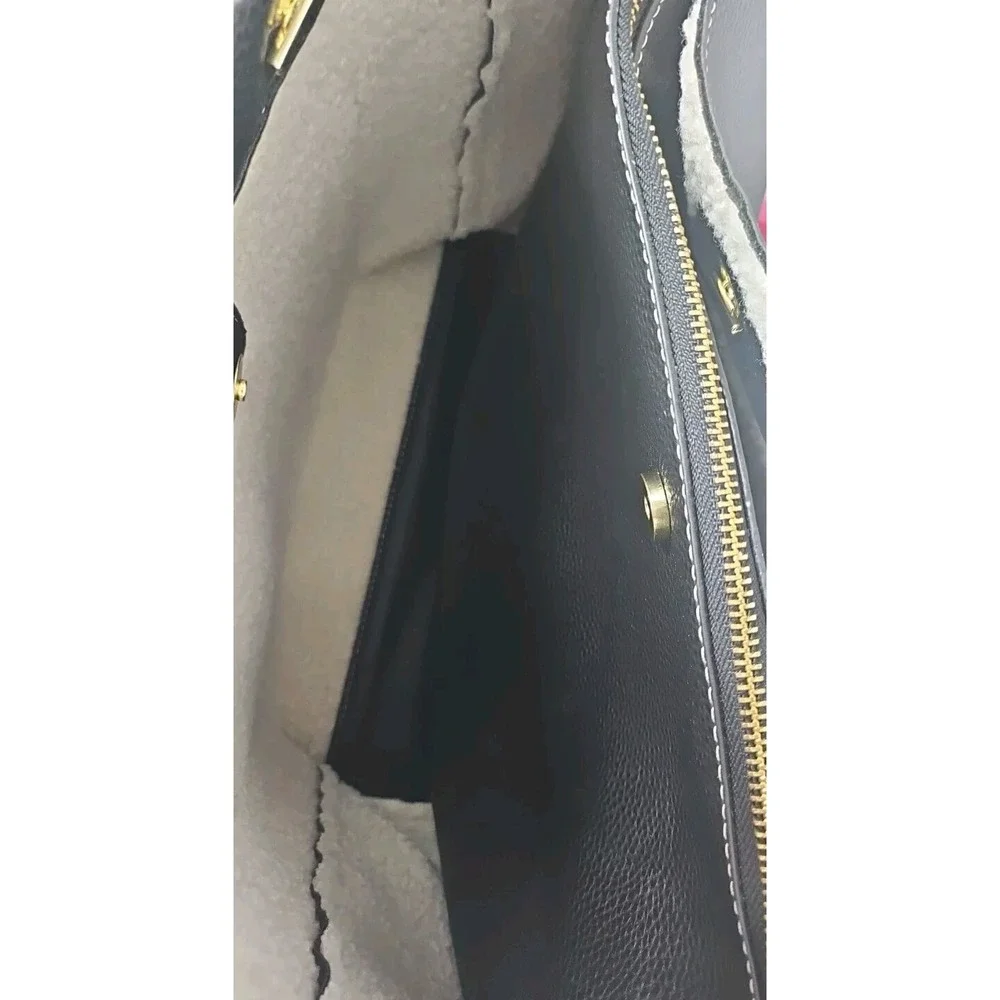 Steve Madden Black Faux Leather & Sherpa Travel Laptop Weeknd Bag‎ Large